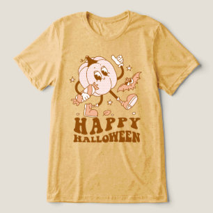 Happy Halloween Retro Polka Dot Pumpkin Tri-Blend Shirt