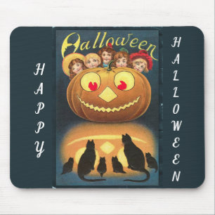 Happy Halloween Retro Poster Mouse Mat