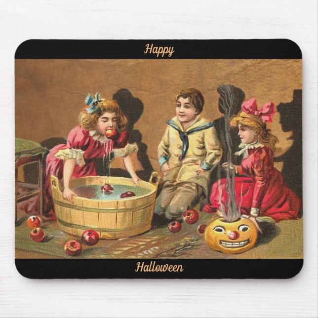 Happy Halloween Retro Poster Mouse Mat (Front)