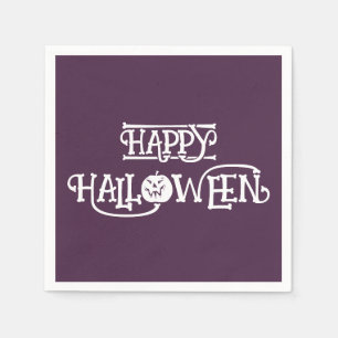 'Happy Halloween' Rich Deep Plum Party Napkin
