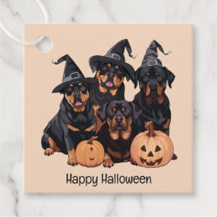 Happy Halloween Rottweiler Dogs Jack O Lantern Favour Tags