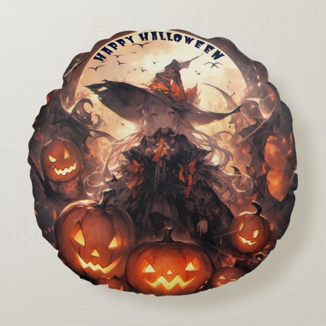 Happy Halloween Round Cushion (Front)