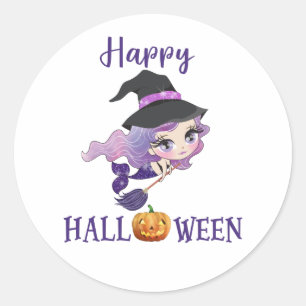 Happy Halloween round sticker Mermaid sticker