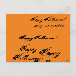 Happy Halloween rustic ink cursive script Wrapping Postcard