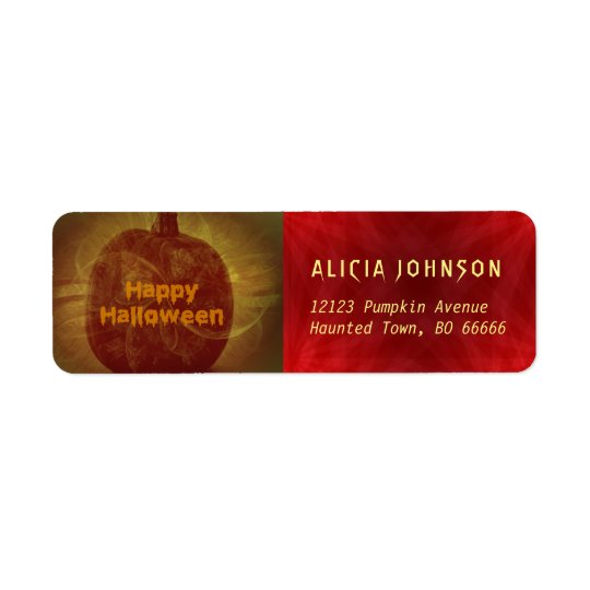 Happy Halloween rusty orange yellow red pumpkin Return Address Label