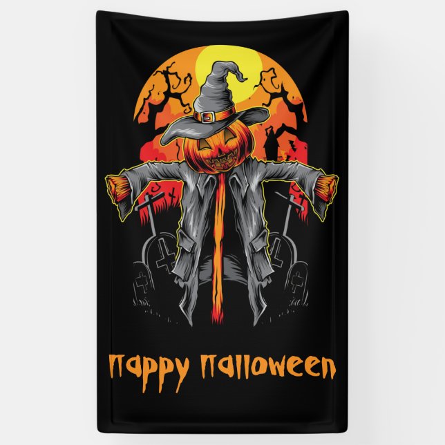 Happy Halloween Scarecrow  Banner (Vertical)