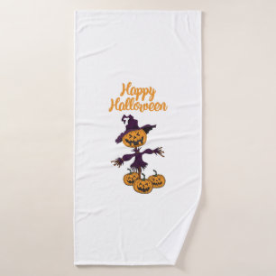 Happy Halloween Scarecrow Bath Towel