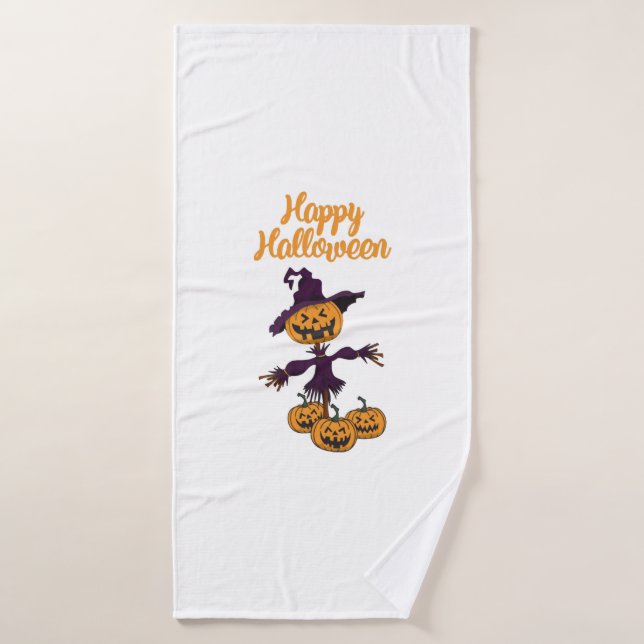 Happy Halloween Scarecrow Bath Towel (Bath Towel)
