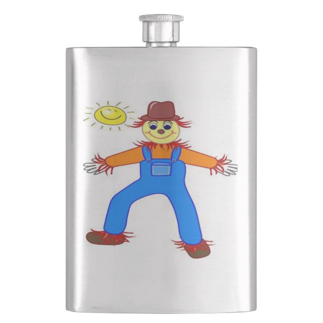 "HAPPY HALLOWEEN" SCARECROW HIP FLASK (Front)