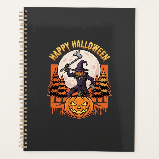 Happy Halloween Scarecrow Jack O Lantern Vector Planner (Front)