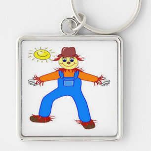 "HAPPY HALLOWEEN" SCARECROW KEY RING
