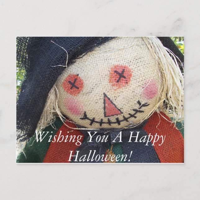 Happy Halloween Scarecrow Postcard (Front)