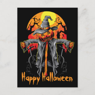 Happy Halloween Scarecrow Postcard