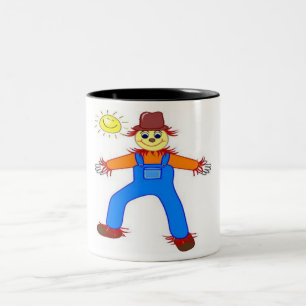 "HAPPY HALLOWEEN" SCARECROW Two-Tone COFFEE MUG