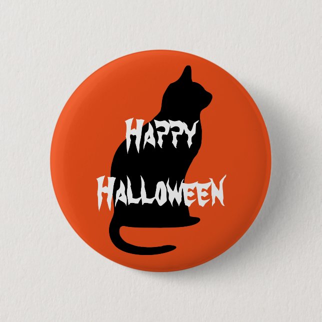 Happy Halloween Scary Cat 6 Cm Round Badge (Front)