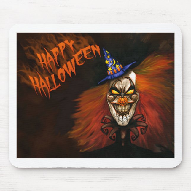 Happy Halloween Scary Clown Mouse Mat (Front)