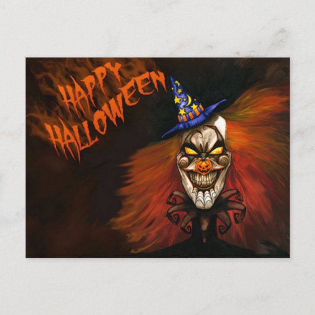 Happy Halloween Scary Clown Postcard (Front)