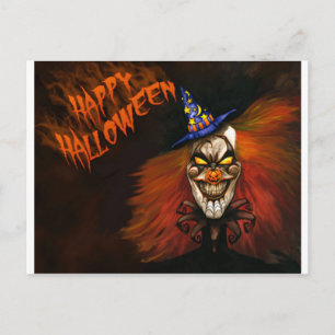 Happy Halloween Scary Clown Postcard