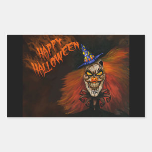 Happy Halloween Scary Clown Rectangular Sticker