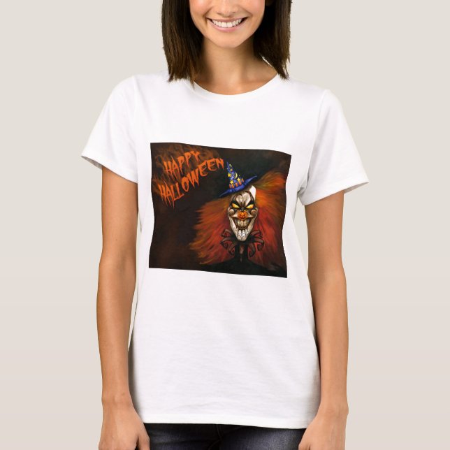 Happy Halloween Scary Clown T-Shirt (Front)