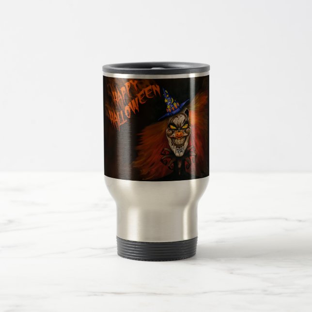 Happy Halloween Scary Clown Travel Mug (Center)