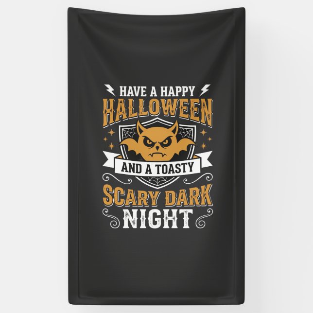 Happy Halloween Scary Dark Night Vector Design Banner (Vertical)
