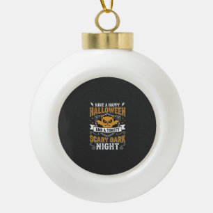 Happy Halloween Scary Dark Night Vector Design Ceramic Ball Christmas Ornament