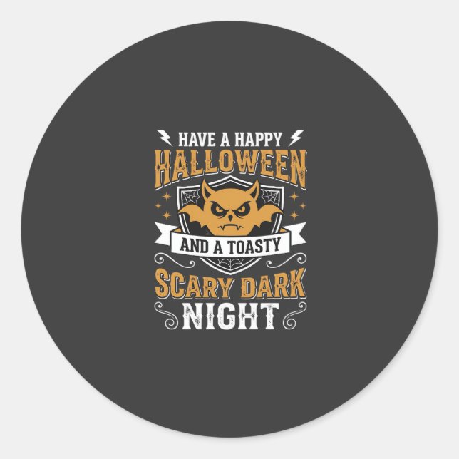 Happy Halloween Scary Dark Night Vector Design Classic Round Sticker (Front)