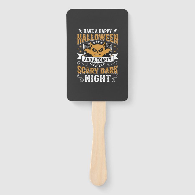 Happy Halloween Scary Dark Night Vector Design Hand Fan (Front)