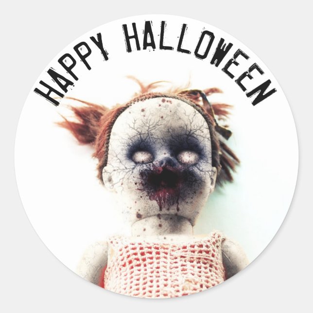 Happy Halloween Scary Doll Spooky Sticker (Front)