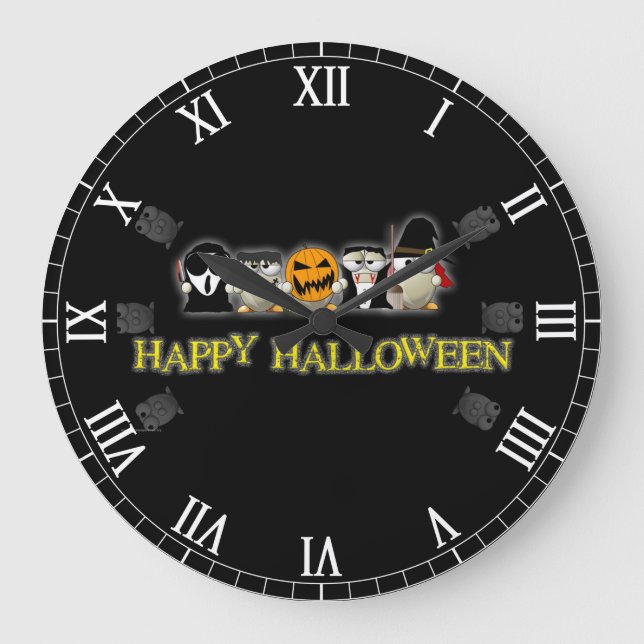 Happy Halloween Scary Friends Large Clock (Front)