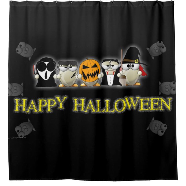 Happy Halloween Scary Friends Shower Curtain (Front)