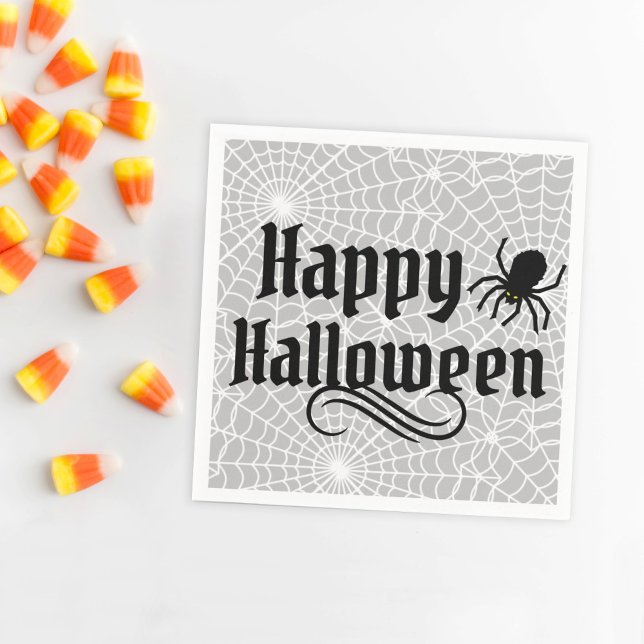 Happy Halloween Scary Grey Black Spider Napkin (Creator Uploaded)