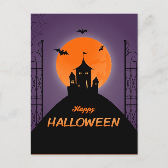 Happy Halloween Scary House Postcard (Front)