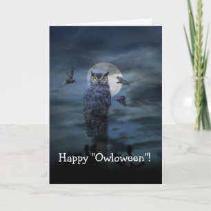 Happy Halloween Scary Owl Card