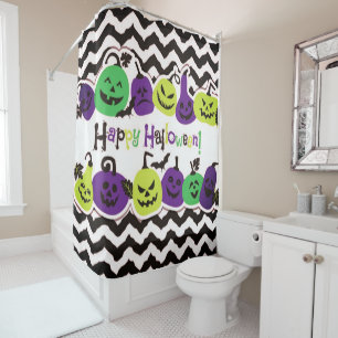 Happy Halloween Scary Pumkins Shower Curtain