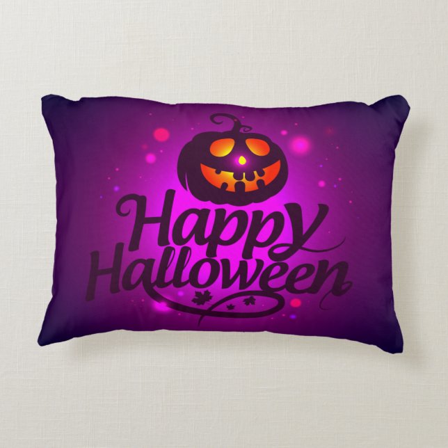 Happy Halloween Scary Pumpkin Decorative Cushion (Back)