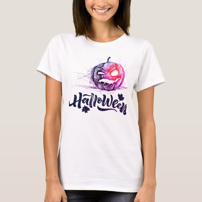 Happy Halloween Scary Pumpkin Face T-Shirt (Front)