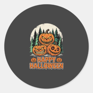 Happy Halloween Scary Pumpkin Forest Vector Classic Round Sticker