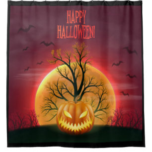Happy Halloween Scary Pumpkin Shower Curtain
