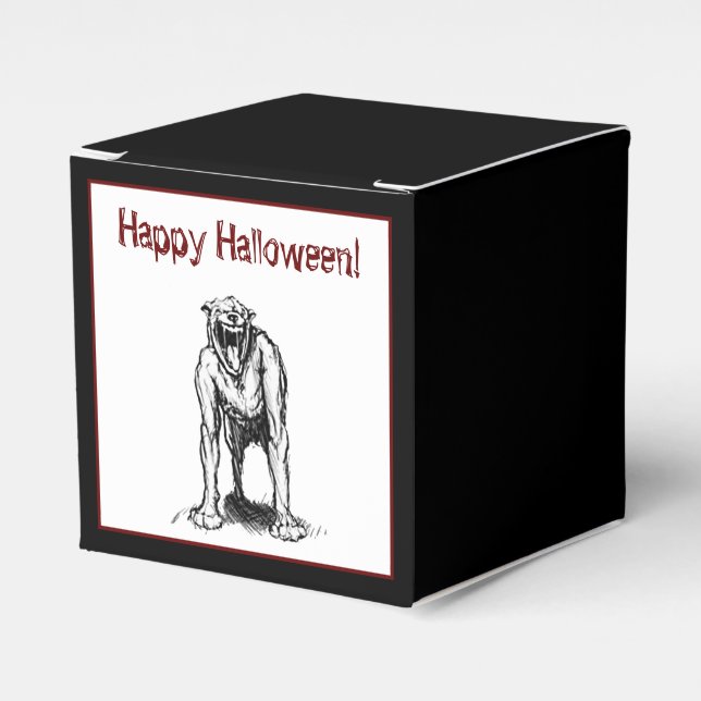 Happy Halloween Scary Spooky Demon Hell Dog Favour Box (Front Side)