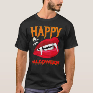 Happy Halloween Scary Spooky Vampire Lips Fangs Ho T-Shirt