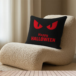 Happy Halloween Scary Staring Red Eyes Cushion