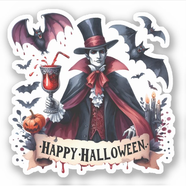 Happy Halloween - Scary Vampire and Bats (Front)
