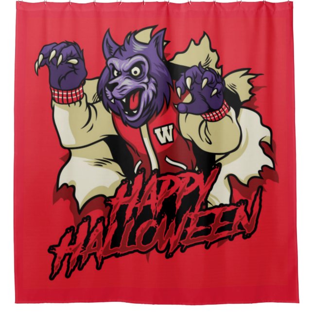 Happy Halloween Scary Werewolf Shower Curtain (Front)
