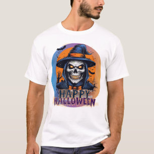 Happy Halloween Scary Witch Bat Hat Night T-Shirt