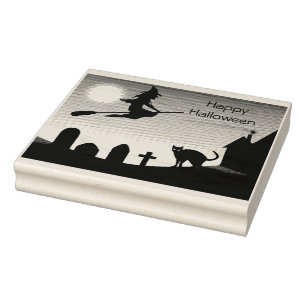 Happy Halloween Scene- Rubber Stamp