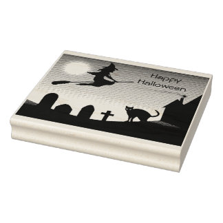 Happy Halloween Scene- Rubber Stamp