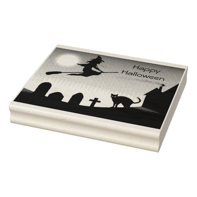 Happy Halloween Scene- Rubber Stamp (Stamp)