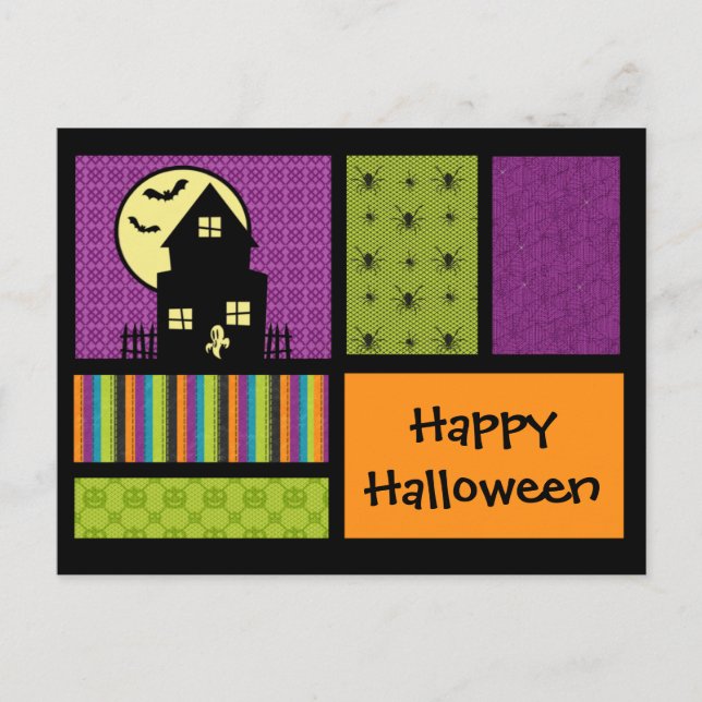 Happy Halloween Scrapbook Style Postcard (Front)
